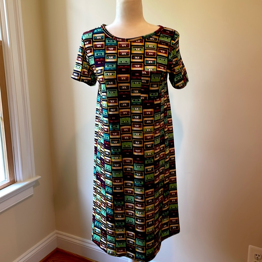 LuLaRoe Carly. NWOT. HTF cassette tape dress Small SM S